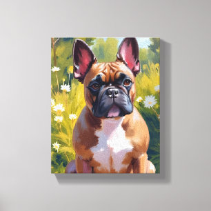 Frans Bulldog huisdier Schilderij Honden Kunst Canvas Afdruk