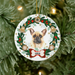 Frans Bulldog kerstmis Cute Dog Cookie Wreater Keramisch Ornament