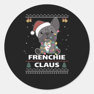 Frans Bulldog kerstpun FRENCHIE CLAUS Ronde Sticker