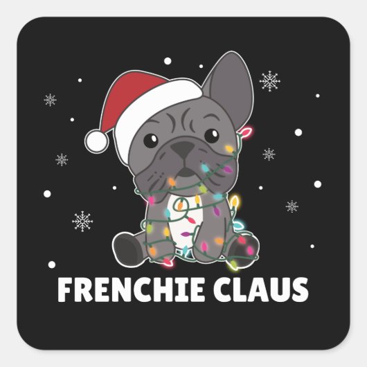 Frans Bulldog kerstpun FRENCHIE CLAUS Square Vierkante Sticker (Voorkant)
