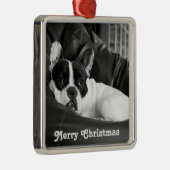 Frans Bulldog kerstversier gepersonaliseerd Metalen Ornament (Rechts)
