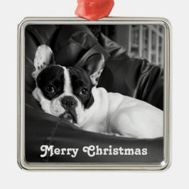 Frans Bulldog kerstversier gepersonaliseerd Metalen Ornament