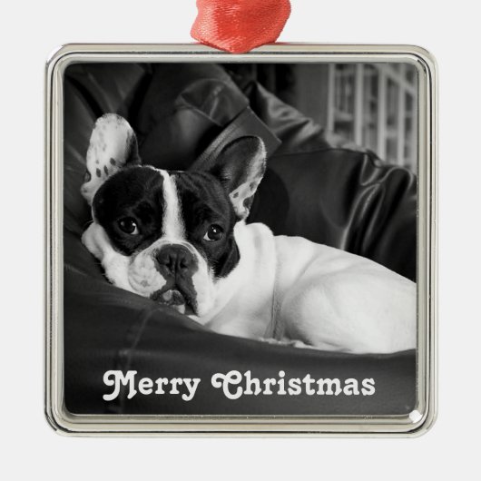 Frans Bulldog kerstversier gepersonaliseerd Metalen Ornament (Voorkant)