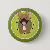 Frans Bulldog Kiwi-fruitpapier Ronde Button 5,7 Cm (Voorkant)