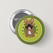 Frans Bulldog Kiwi-fruitpapier Ronde Button 5,7 Cm (Voorkant /achterkant)