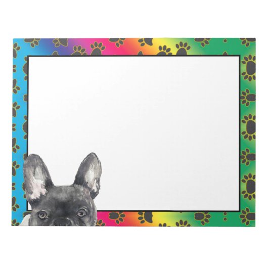 Frans Bulldog kleurig hondpawpatroon Notitieblok (Voorkant)
