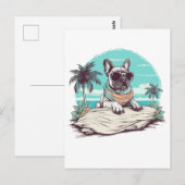 Frans-bulldog met zonnebril op het strand briefkaart (Voorkant / Achterkant)