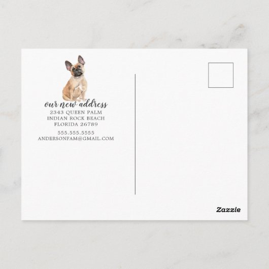 Frans Bulldog Moving Announcement Briefkaart (Achterkant)
