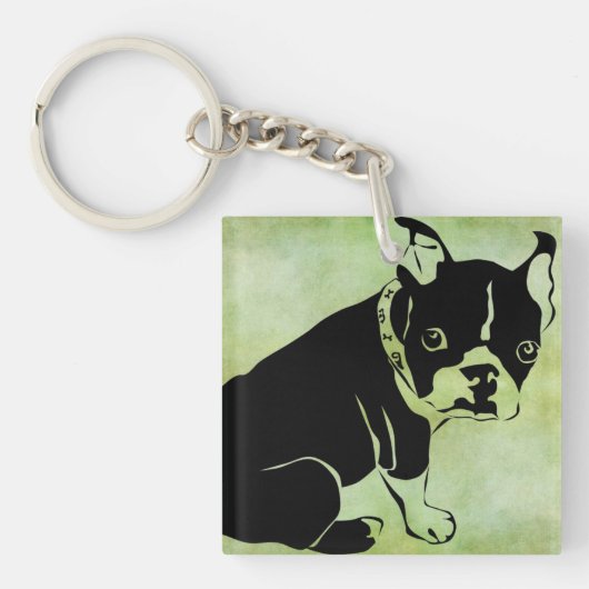 FRANS BULLDOG NAAM Acrylische Sleutelhanger (Voorkant)