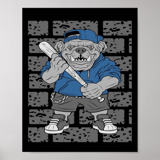 Frans Bulldog-ontwerp | Bulldog Baseball Gift Poster (Voorkant)