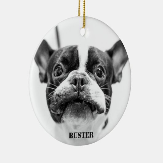 Frans Bulldog-Ornament Aangepaste foto toevoegen Keramisch Ornament (Rechts)