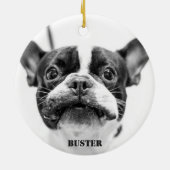 Frans Bulldog-Ornament Aangepaste foto toevoegen Keramisch Ornament (Achterkant)