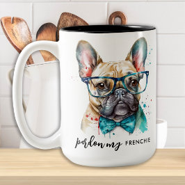 Frans Bulldog Pardon My Frenchie Cute Hondenliefhe Tweekleurige Koffiemok