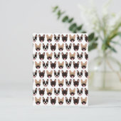 Frans Bulldog Pattern Briefkaart (Staand voorkant)