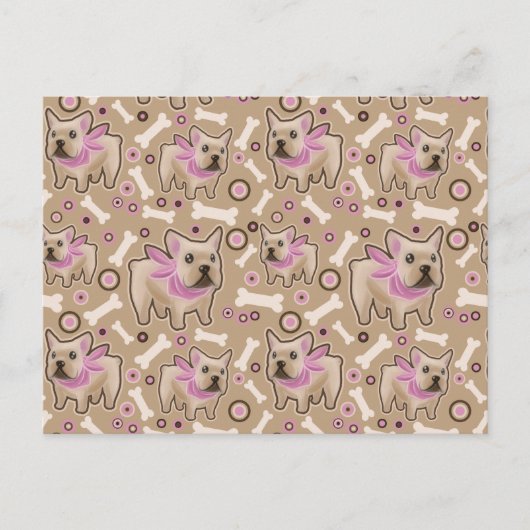Frans Bulldog Pattern Briefkaart (Voorkant)