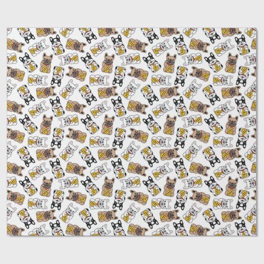 Frans Bulldog Pattern Cadeaupapier (Vlak)