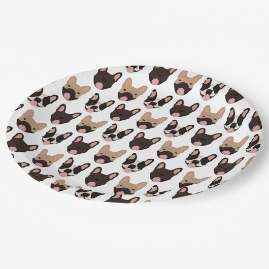 Frans Bulldog Pattern Papieren Bordje (Gekanteld)