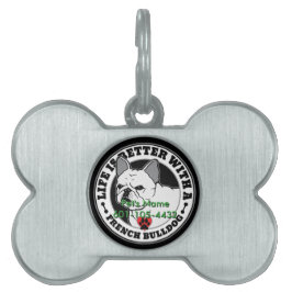 Frans Bulldog Personalized Life is beter Huisdieren Naamplaatje