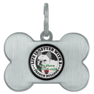 Frans Bulldog Personalized Life is beter Huisdieren Naamplaatje