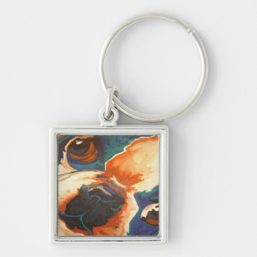 Frans Bulldog Pet Portrait Sleutelhanger (Voorkant)