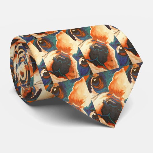 Frans Bulldog Pet Portrait Stropdas (Opgerold)