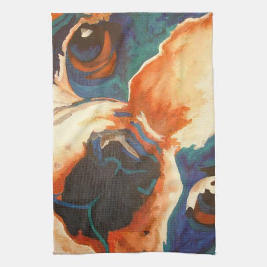 Frans Bulldog Pet Portrait Theedoek (Verticaal)
