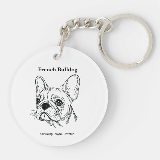 Frans Bulldog Portrait Sleutelhanger (Achterkant)