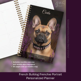 Frans Bulldog-portret gepersonaliseerd Planner