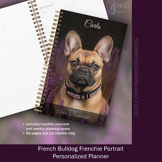 Frans Bulldog-portret gepersonaliseerd Planner