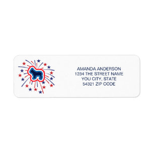 Frans Bulldog Red White Blue Return-adres Etiket