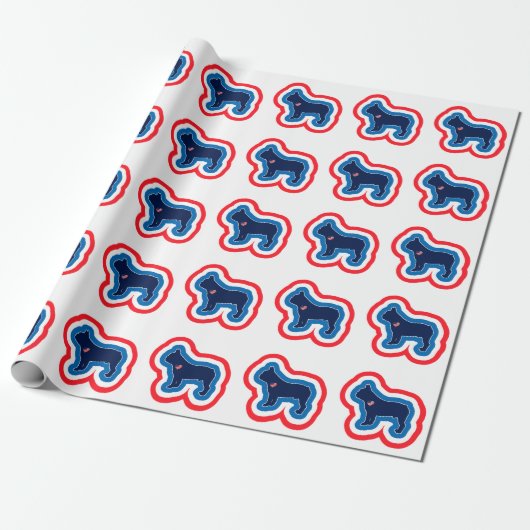 Frans Bulldog Red White en Blue 4 juli Cadeaupapier (Uitgerold)