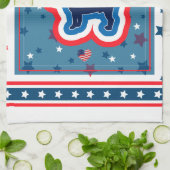 Frans Bulldog Red White en Blue 4 juli Theedoek (Gevouwen)