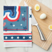 Frans Bulldog Red White en Blue 4 juli Theedoek (Quarter Fold)