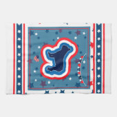 Frans Bulldog Red White en Blue 4 juli Theedoek (Horizontaal)