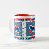 Frans Bulldog Red White en Blue 4 juli Tweekleurige Koffiemok (Voorkant links)