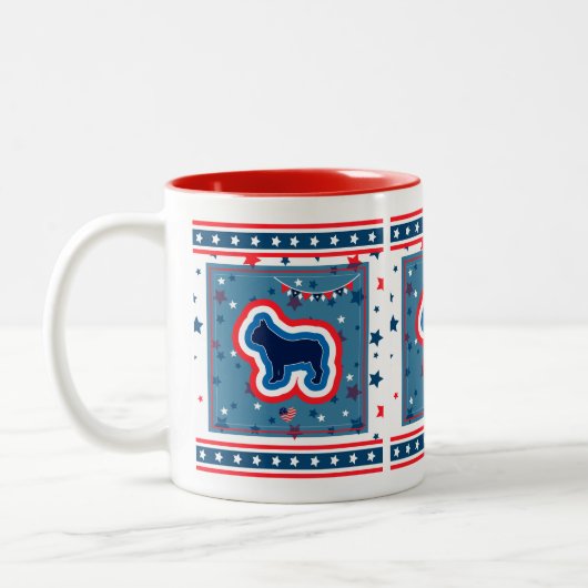 Frans Bulldog Red White en Blue 4 juli Tweekleurige Koffiemok (Links)