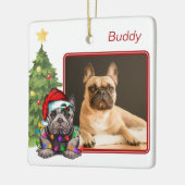 Frans Bulldog Red White Two Photo Dog Kerstmis Keramisch Ornament (Links)