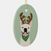 Frans Bulldog Reindeer kerstlampjes keramisch O Keramisch Ornament (Rechts)