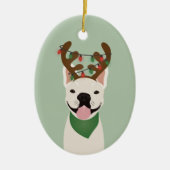 Frans Bulldog Reindeer kerstlampjes keramisch O Keramisch Ornament (Voorkant)