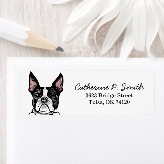 Frans Bulldog Return-adres Etiket (Insitu)