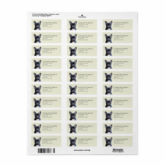 Frans Bulldog Return-label Etiket (Full Sheet)
