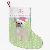 Frans Bulldog Santa Persoonlijke Pastels Kleine Kerstsok (Voorkant)