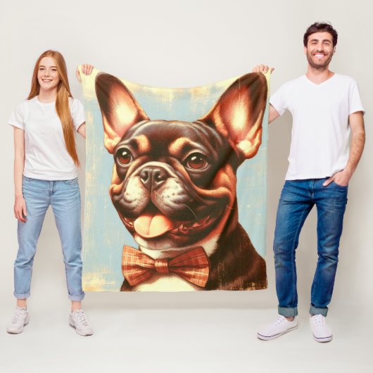 Frans Bulldog schilderij portret Fleece Deken (In situ)