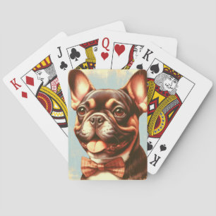Frans Bulldog schilderij portret Pokerkaarten