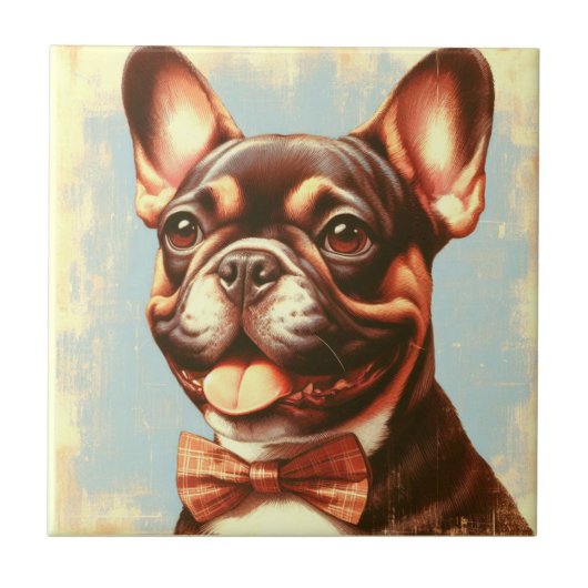  Frans Bulldog schilderij portret Tegeltje (Voorkant)