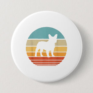 Frans Bulldog Silhouette 60s 70s Gift Hondenliefhe Ronde Button 7,6 Cm