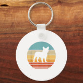 Frans Bulldog Silhouette 60s 70s Gift Hondenliefhe Sleutelhanger (Voorkant)