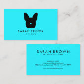 Frans Bulldog silhouette blauwgroen Visitekaartje (Voorkant / Achterkant)