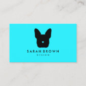 Frans Bulldog silhouette blauwgroen Visitekaartje (Voorkant)