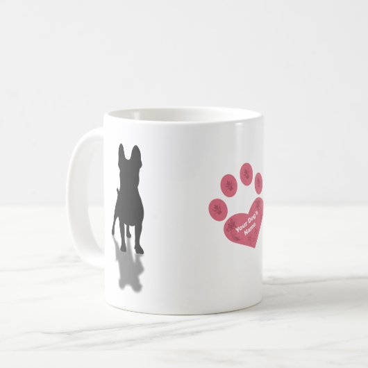 Frans Bulldog Silhouette met persoonlijke pag Koffiemok (Voorkant links)